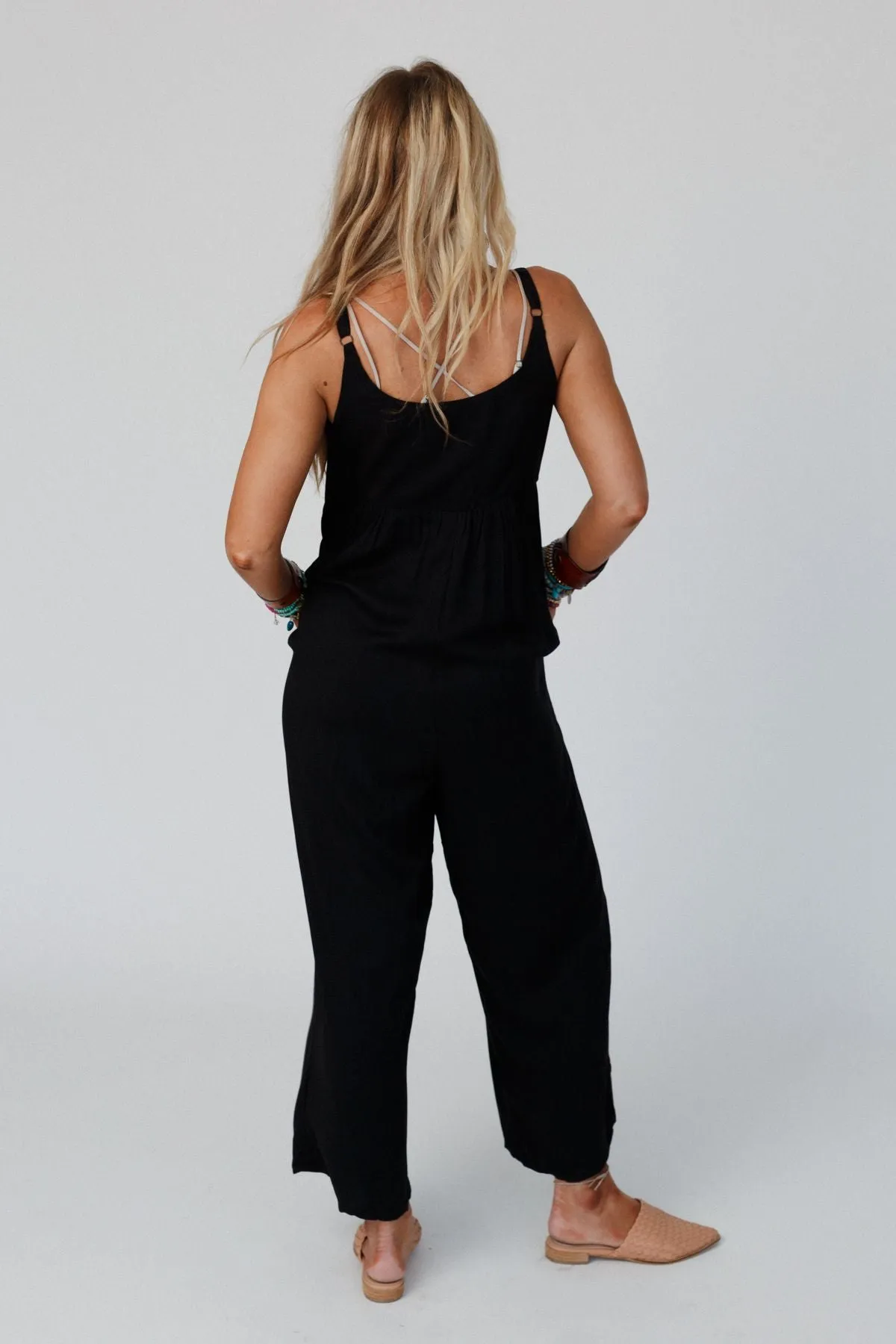 In A Dash Button Down Jumpsuit - Black