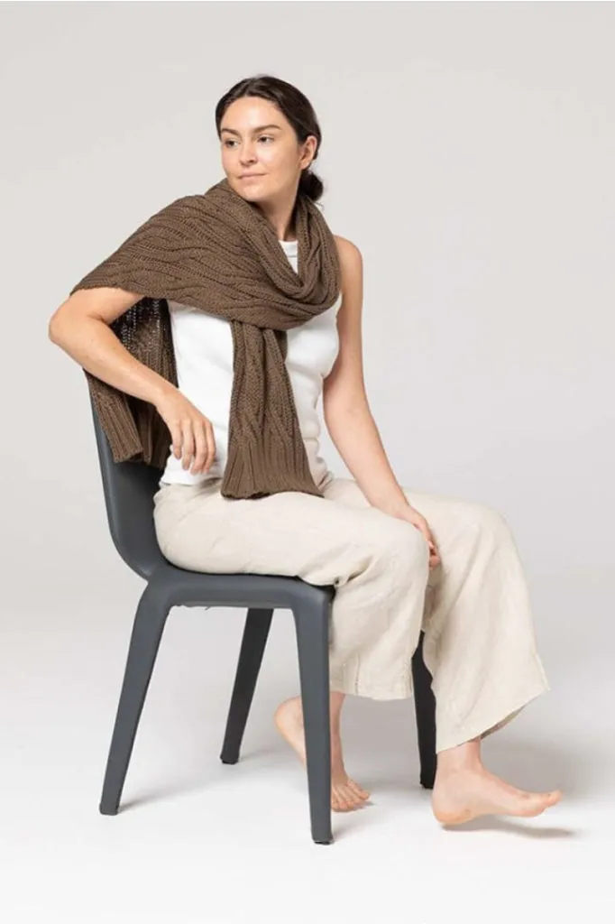 Indus Design - Chunky Cable Knit Scarf - Bark