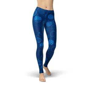 Jean Blue Holiday Ornaments Leggings