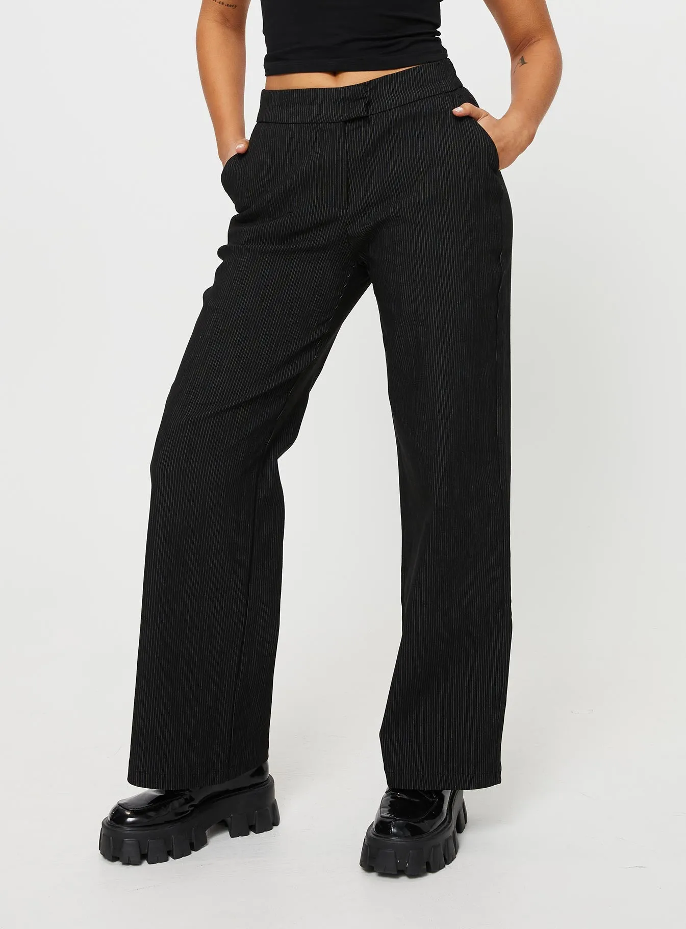 Jeller Pinstripe Pants Black