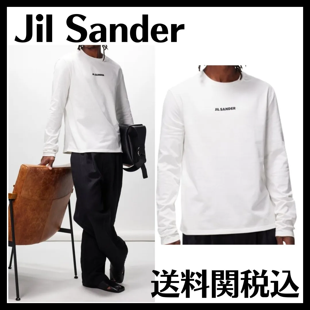 Jil Sander  |Crew Neck Long Sleeves Cotton Long Sleeve T-shirt Logo