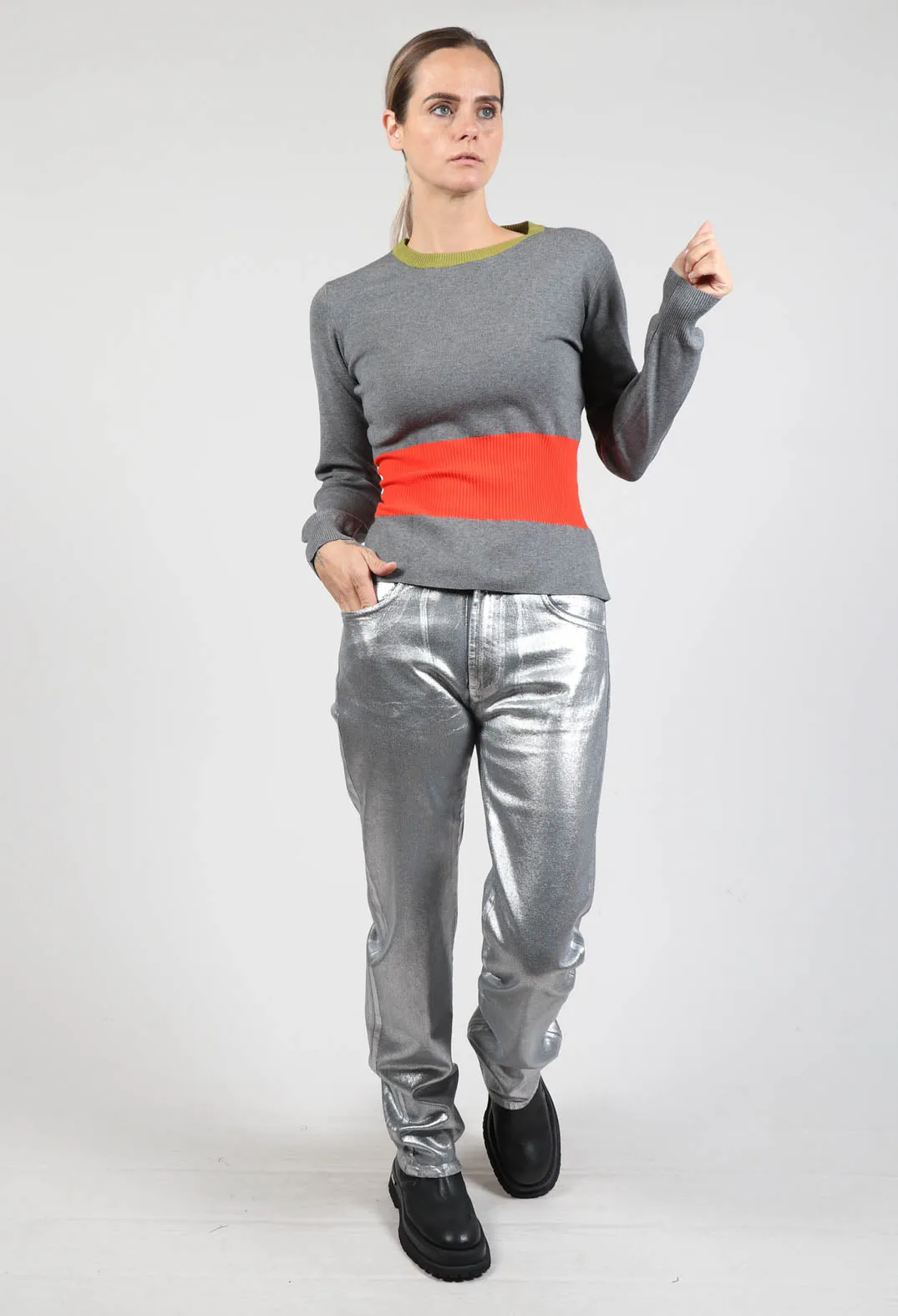 Jumper with Contrasting Detail in Grey