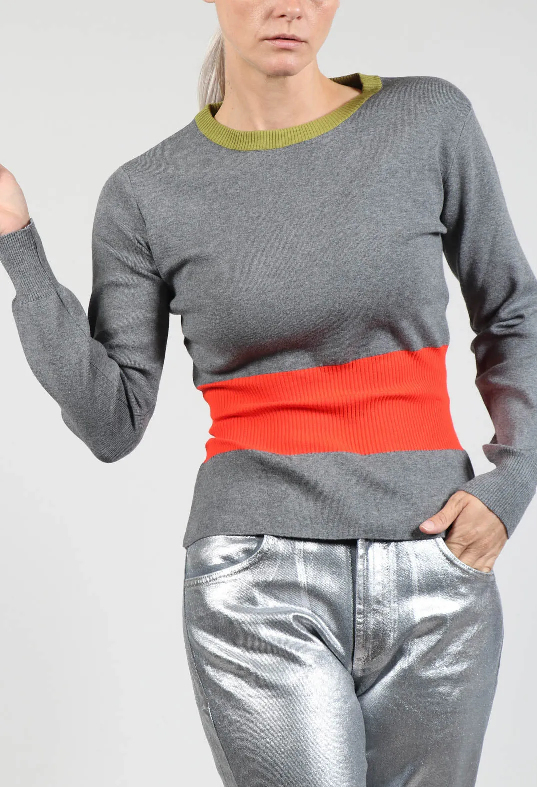 Jumper with Contrasting Detail in Grey