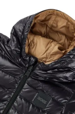 Kids' reversible water-repellent down jacket with logo details