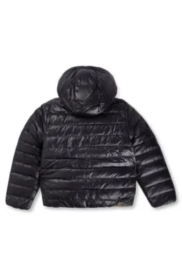 Kids' reversible water-repellent down jacket with logo details