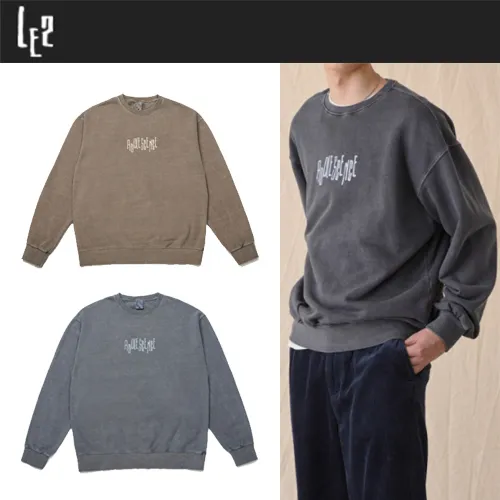 LE2  |Unisex Street Style Long Sleeves Logo Sweatshirts