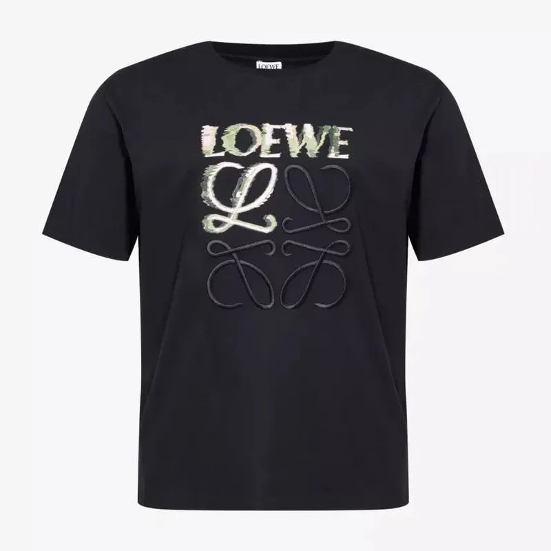 LOEWE  |Crew Neck Pullovers Cotton Short Sleeves Logo Luxury