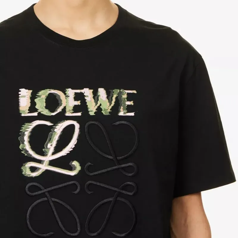 LOEWE  |Crew Neck Pullovers Cotton Short Sleeves Logo Luxury