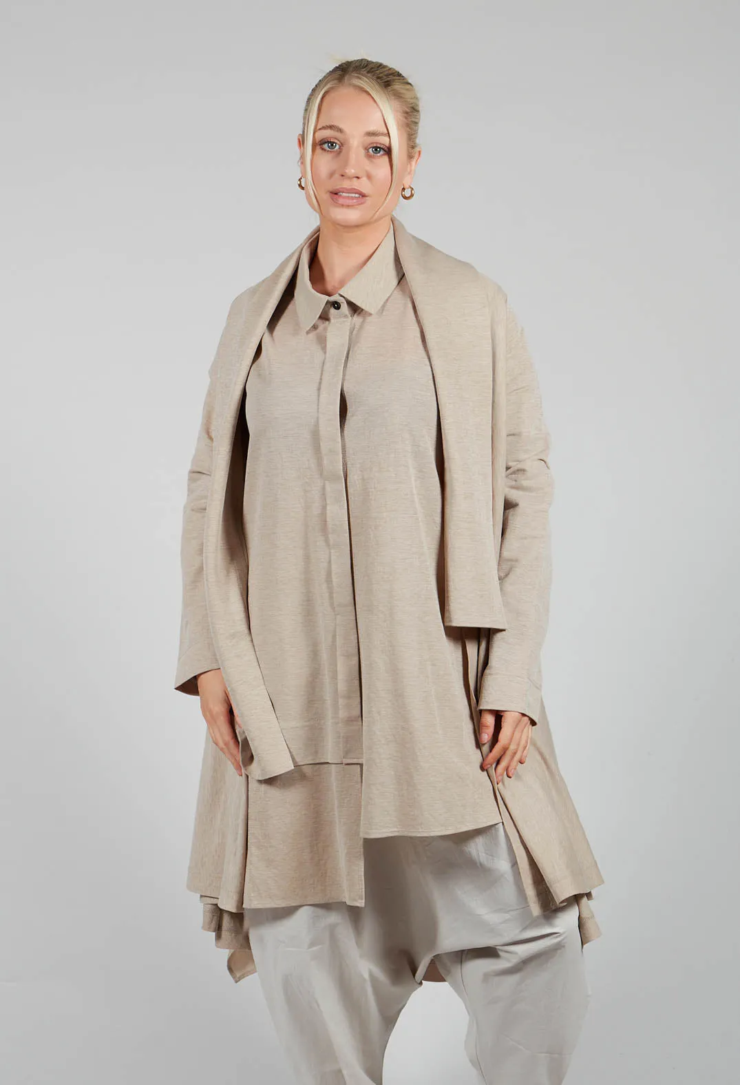 Longline Cardigan in Beige