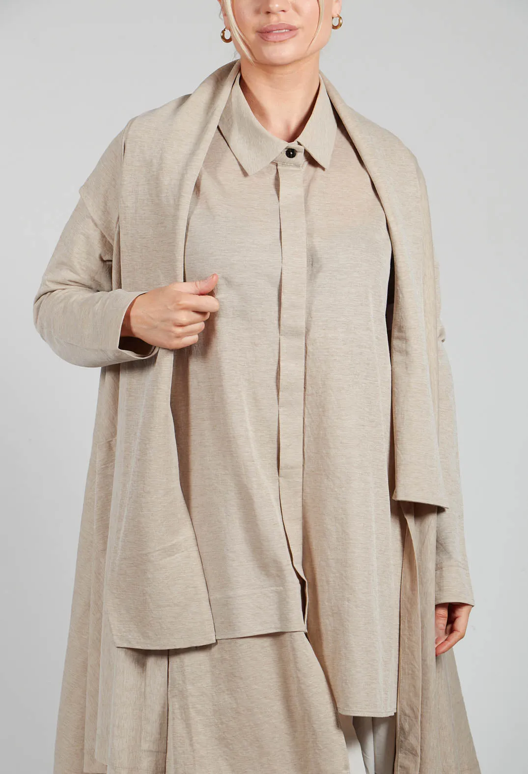 Longline Cardigan in Beige