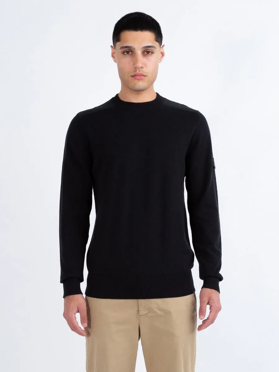 Luke 1977 Berwick Panel Crew Neck Jumpers Black