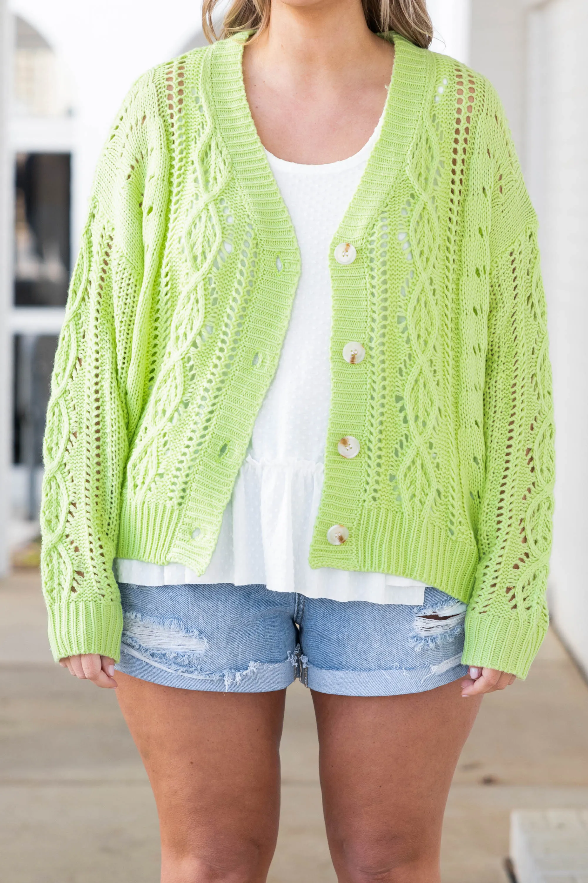 Luminous Smile Cardigan, Lime