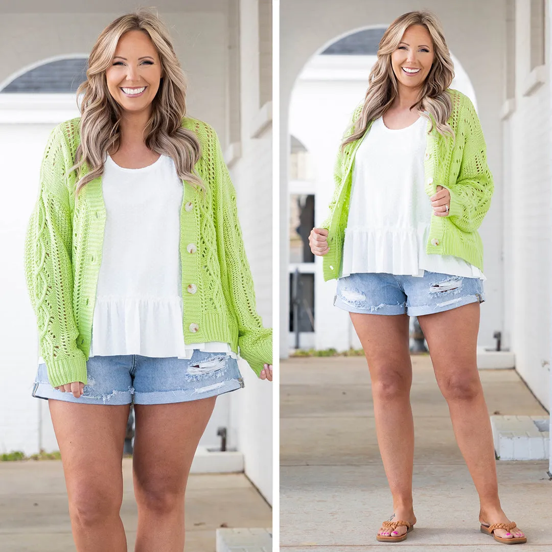 Luminous Smile Cardigan, Lime