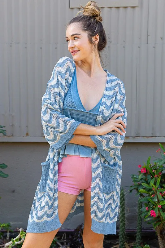 Malibu Waves Cardigan | Blue