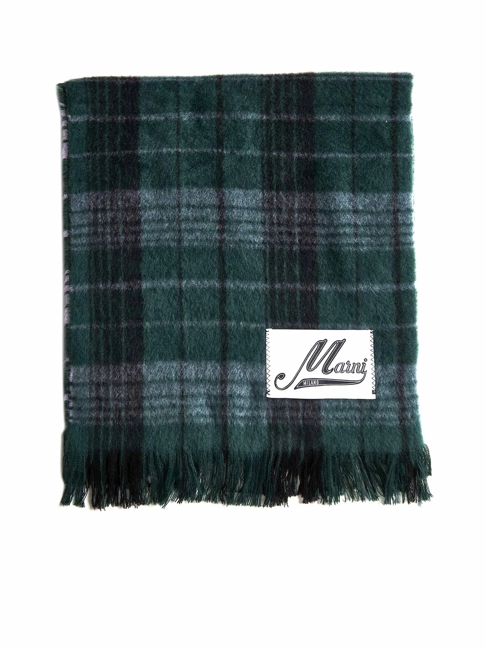 Marni Check Pattern Logo Patch Scarf