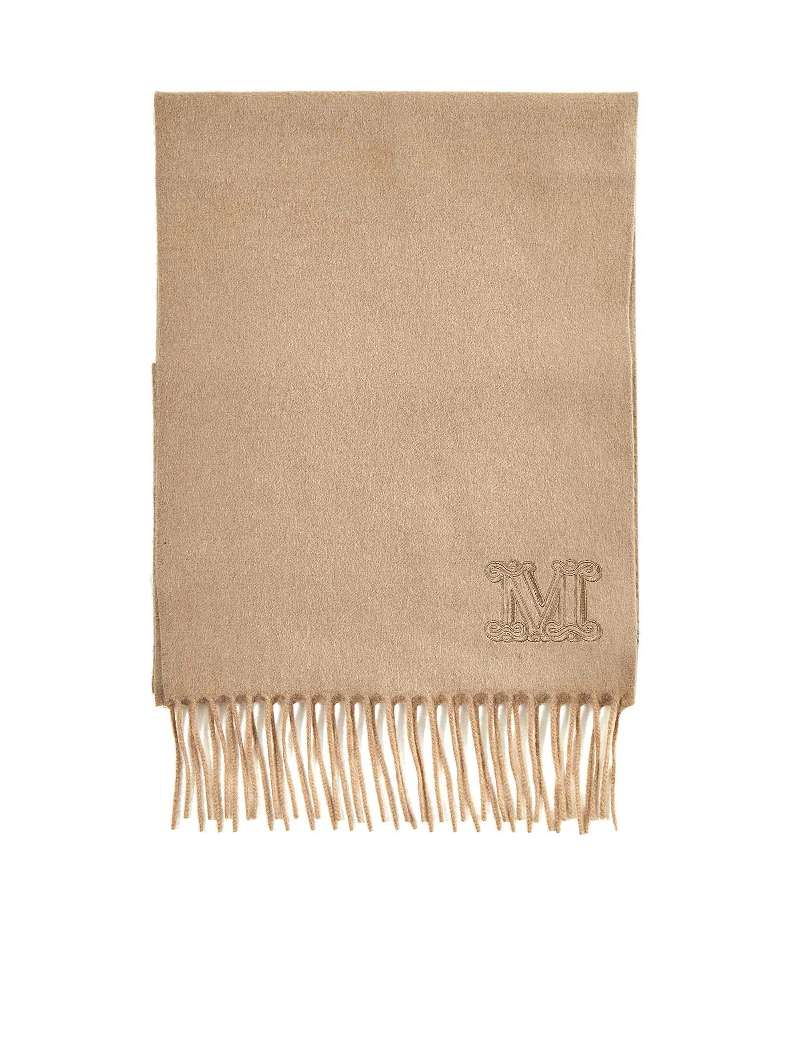 Max Mara Logo Embroidered Fringed Scarf