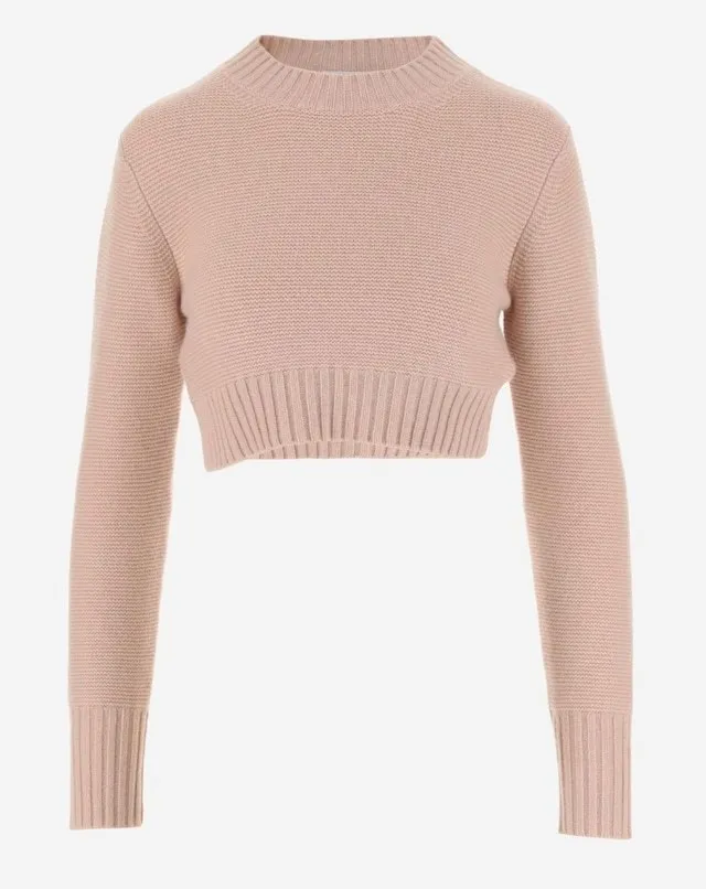 MaxMara  |Casual Style Long Sleeves V-neck & Crew neck