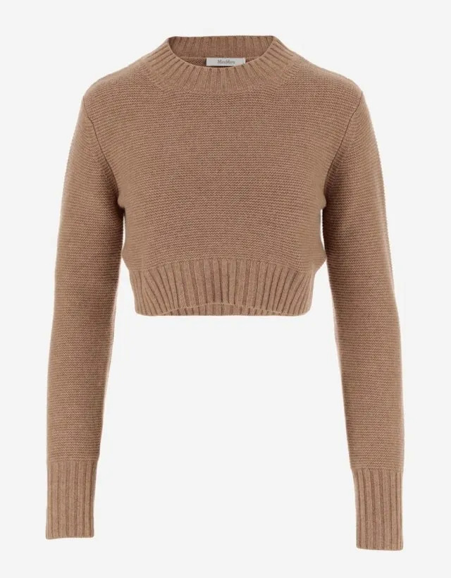 MaxMara  |Casual Style Long Sleeves V-neck & Crew neck