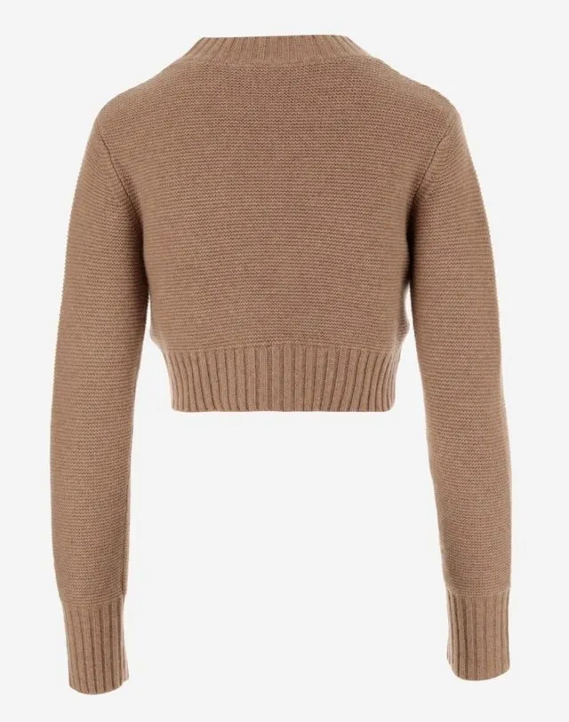 MaxMara  |Casual Style Long Sleeves V-neck & Crew neck