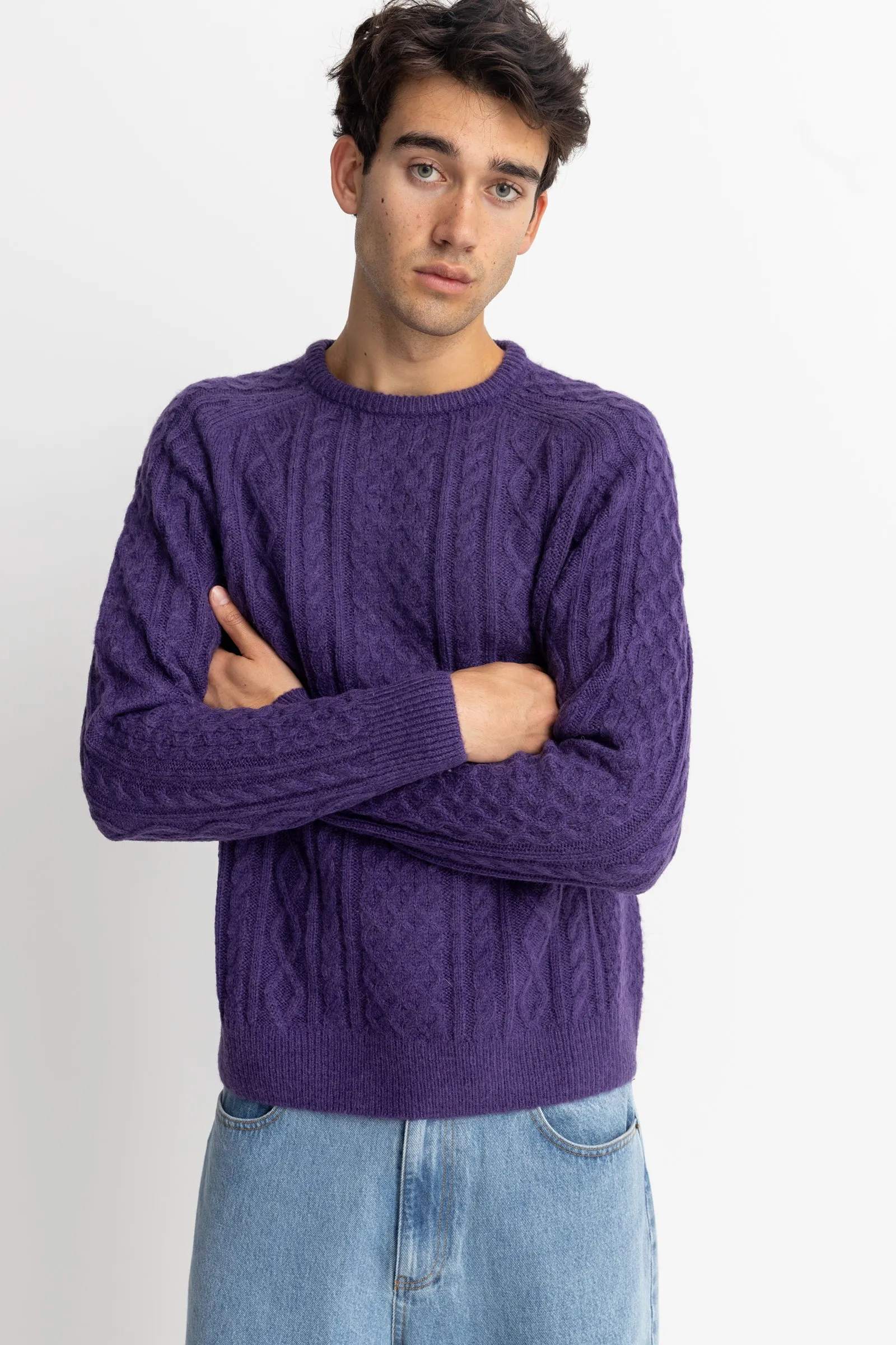 Mohair Fishermans Knit Plum