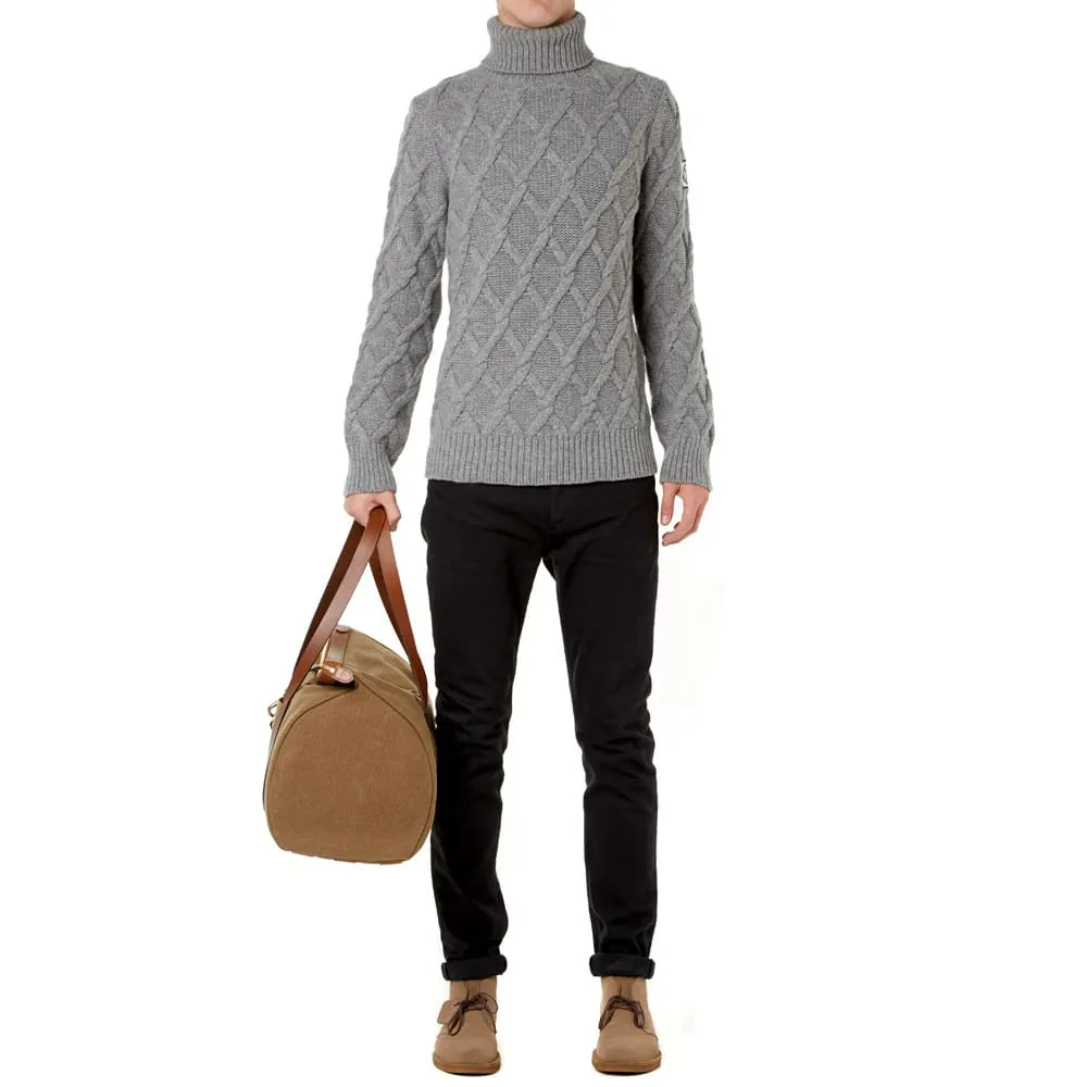 Moncler Gamme Bleu Heavy Cable Knit Roll NeckLight Grey