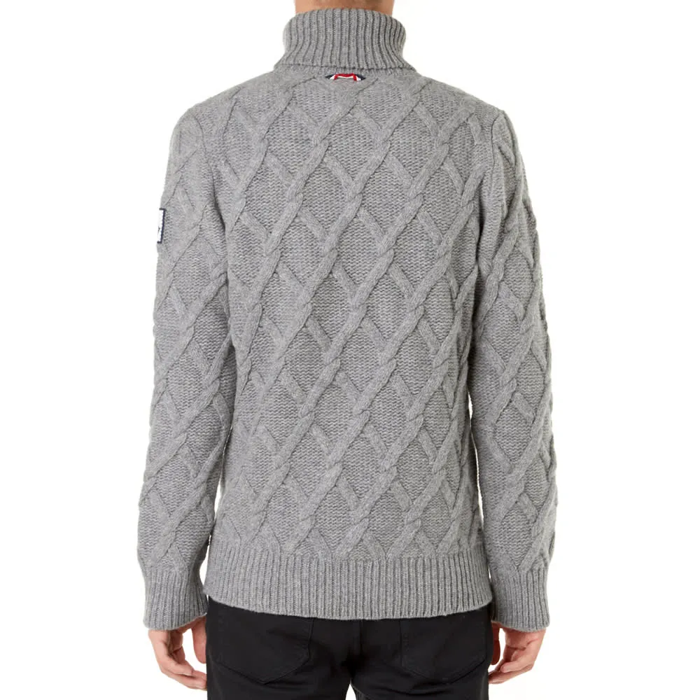 Moncler Gamme Bleu Heavy Cable Knit Roll NeckLight Grey