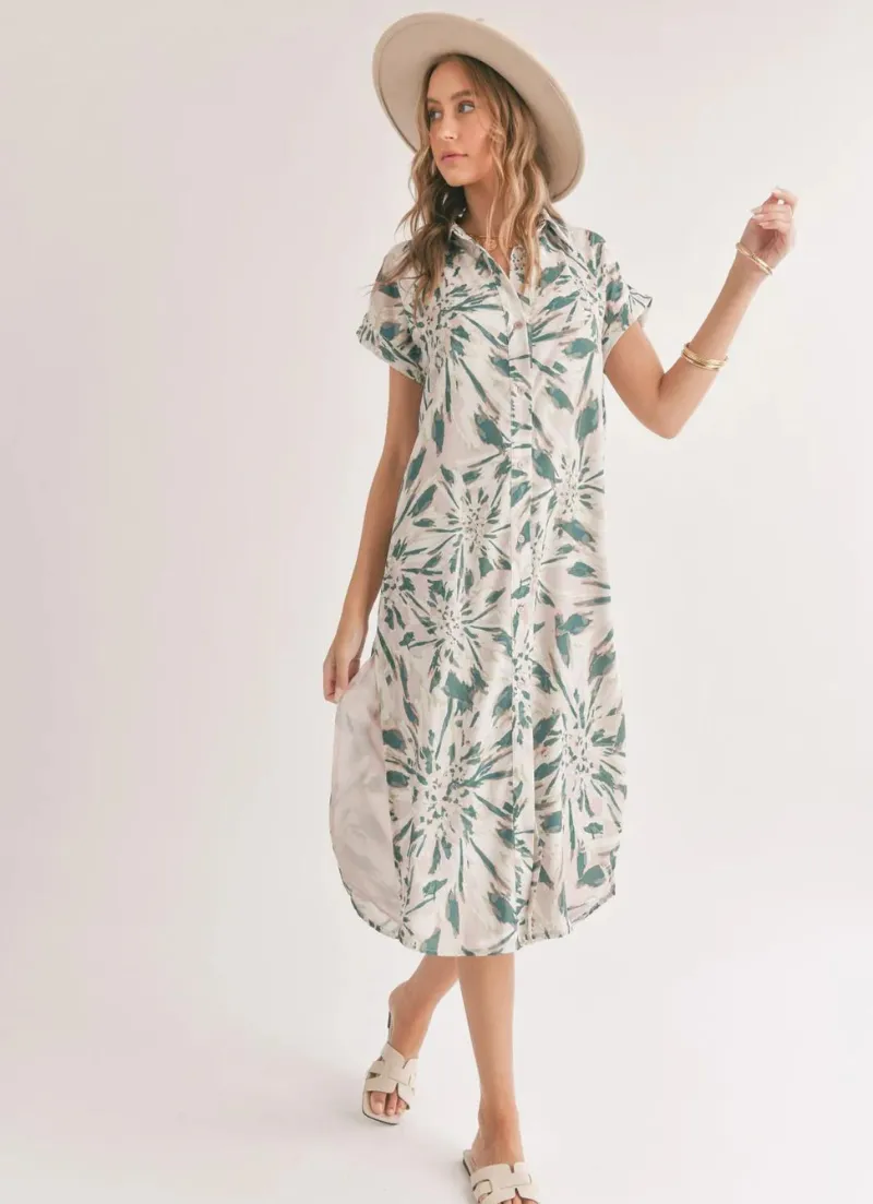 Moon and Back Button Down Maxi Dress