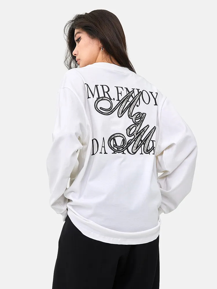 MR. ENJOY DA MONEY  |Crew Neck Unisex Long Sleeves Cotton Long Sleeve T-shirt