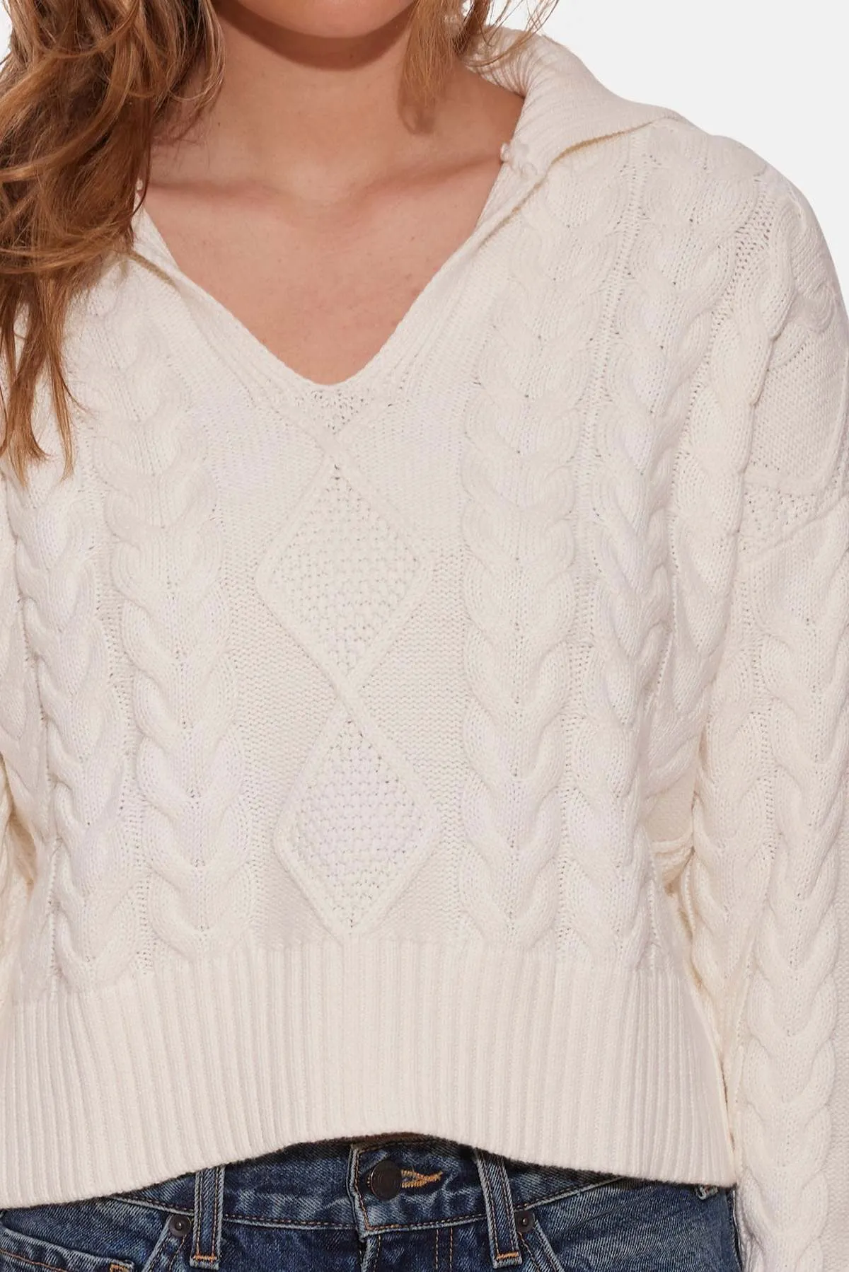 Natalie Cable Knit Sweater - White