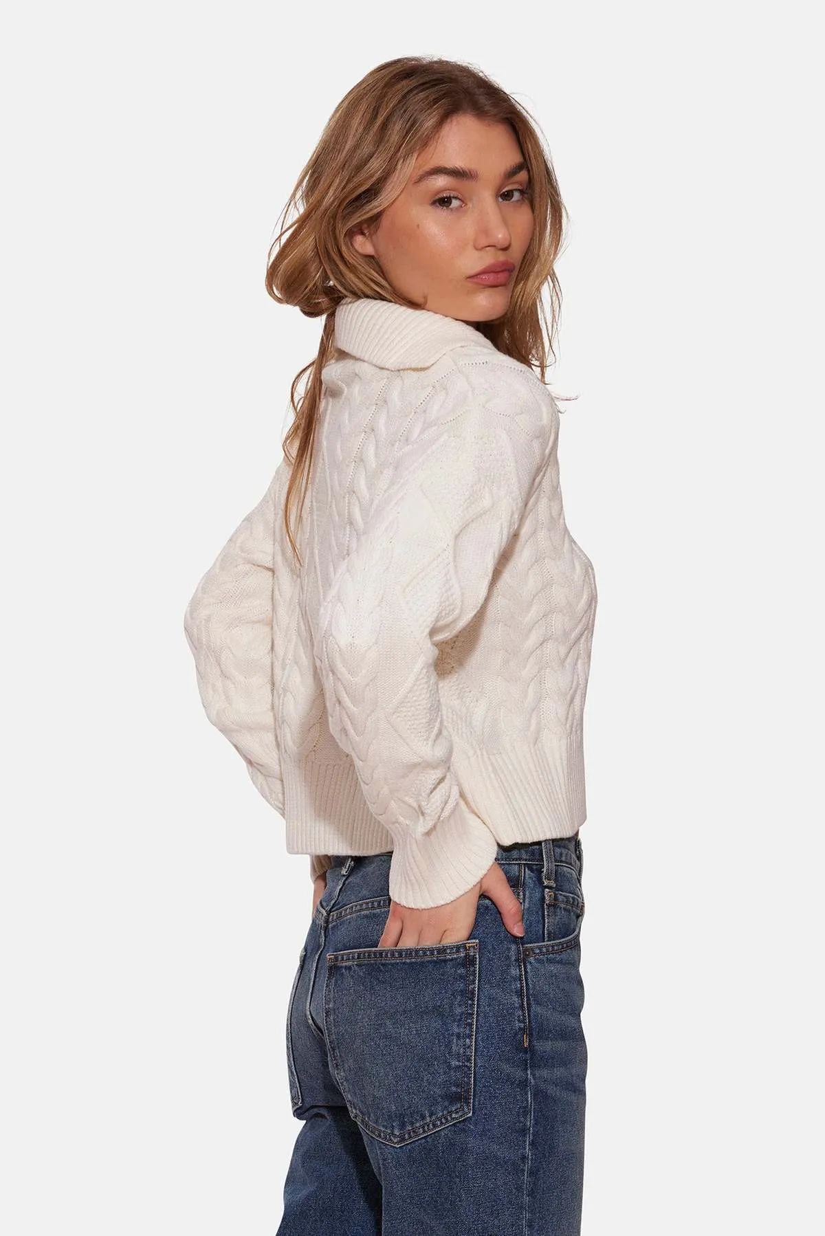 Natalie Cable Knit Sweater - White