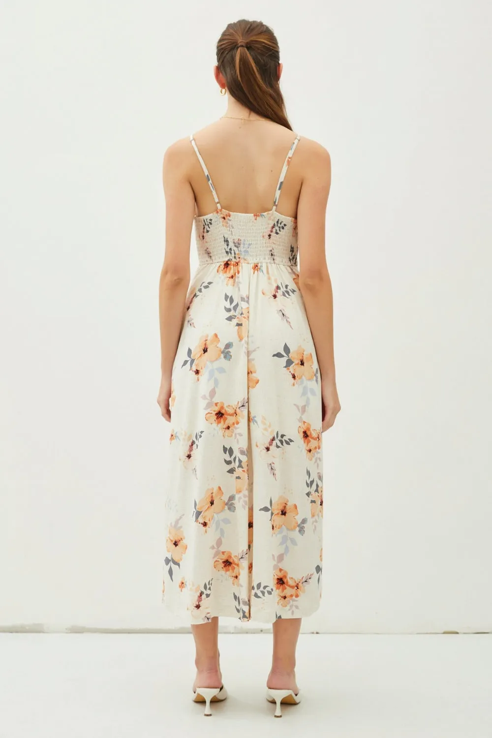 Neva Floral Button Down Cami Midi Dress