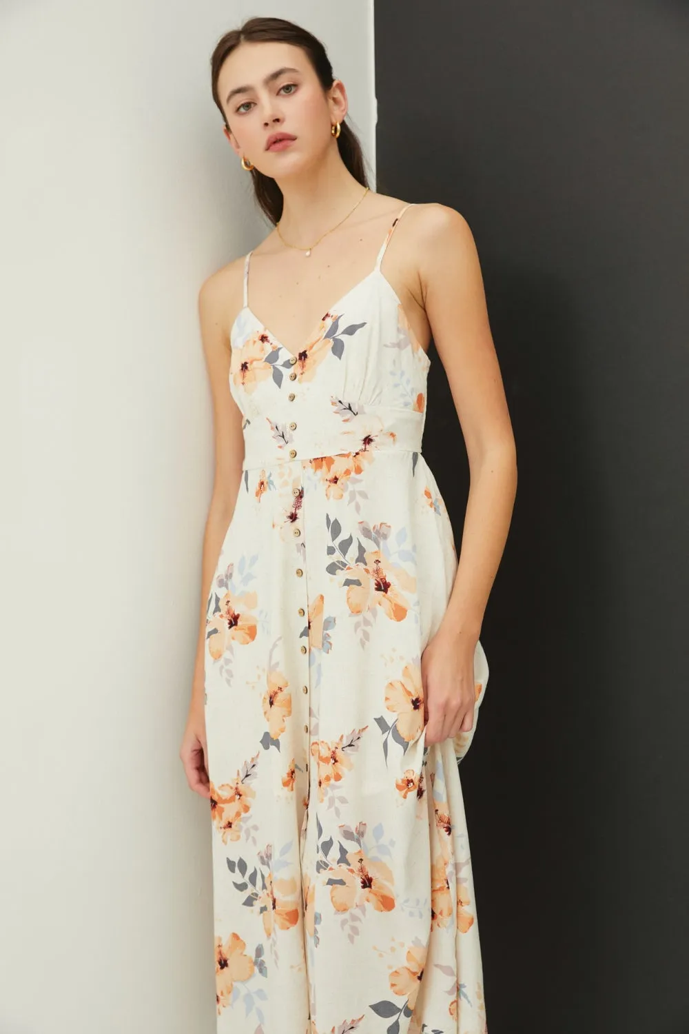 Neva Floral Button Down Cami Midi Dress