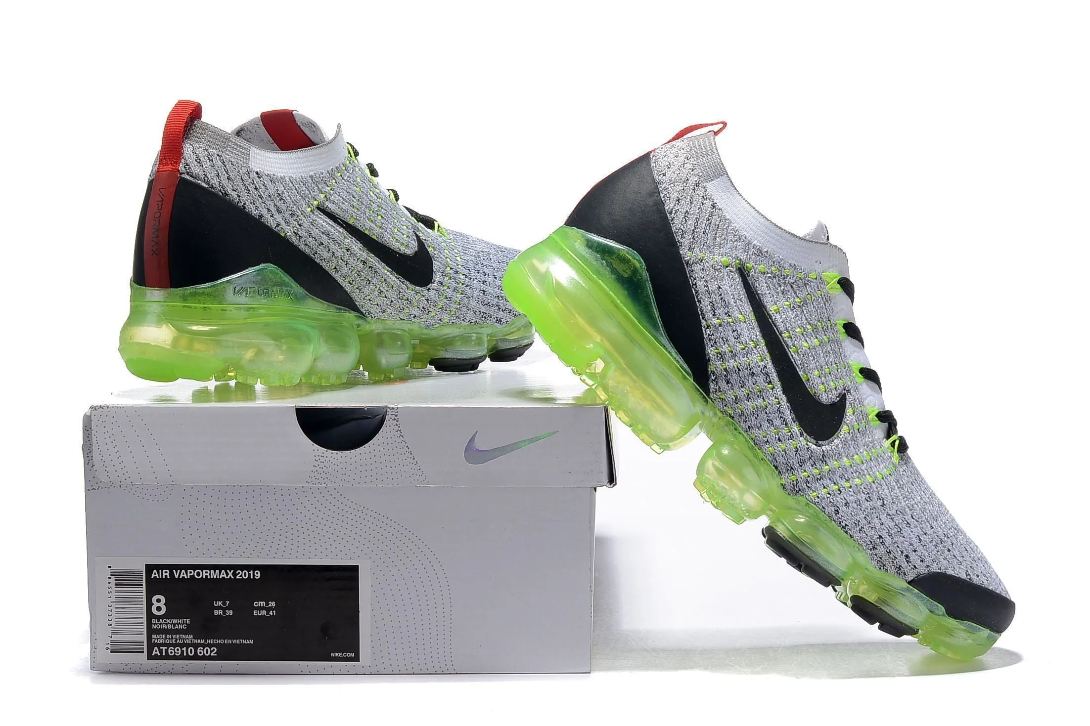 Nike Air Vapormax Flyknit 3 Neon Grey Black White Shoes Sneakers Men Sale Size US 7, 8, 8.5, 9, 10, 11