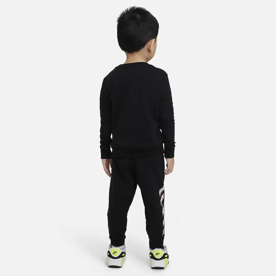 NIKE JUNIOR BEREAL BLACK CREW SWEATSHIRT & TRACKPANTS 2 SET