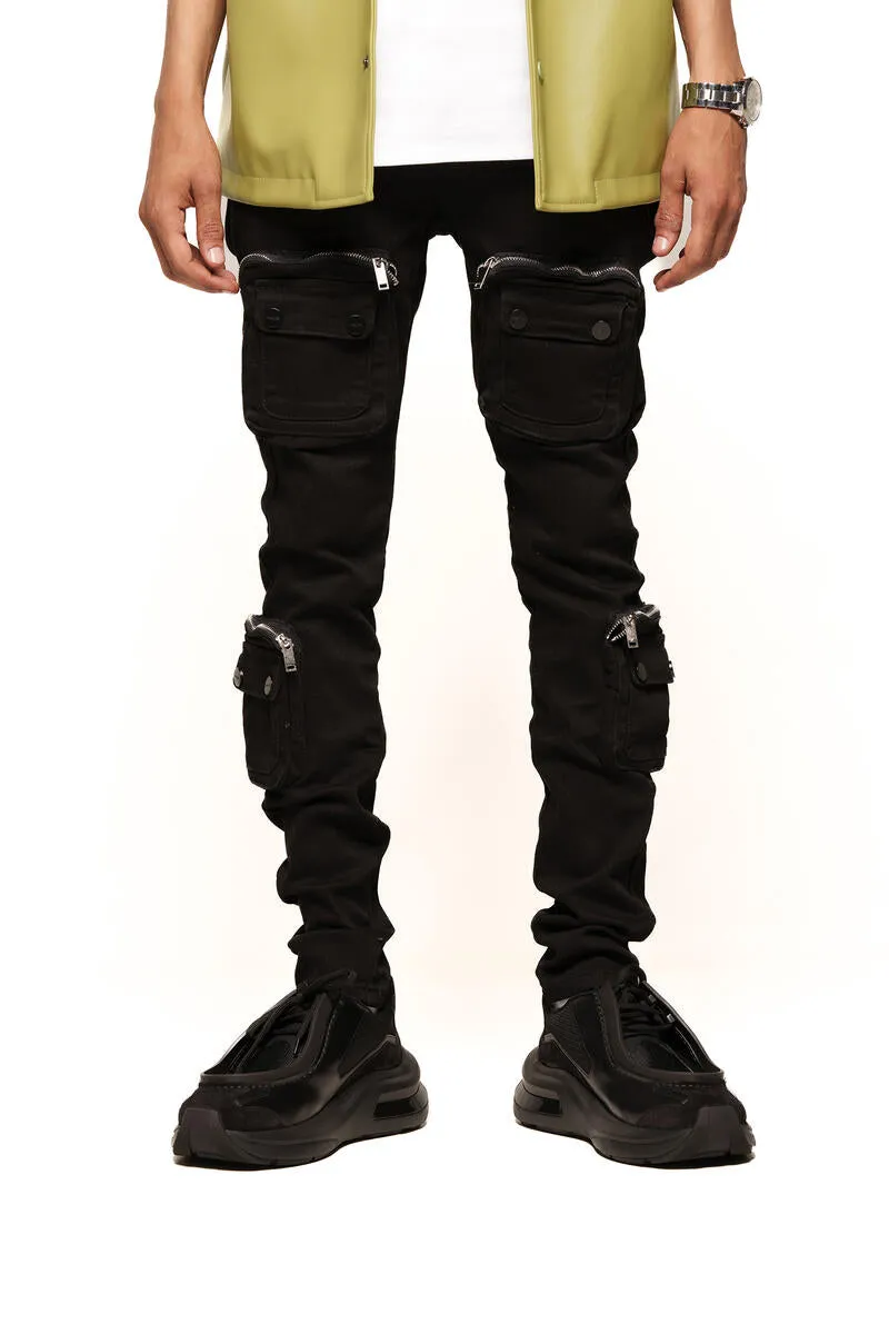 PHEELINGS TIME DON'T WAIT CARGO SKINNY DENIM (JET BLACK)