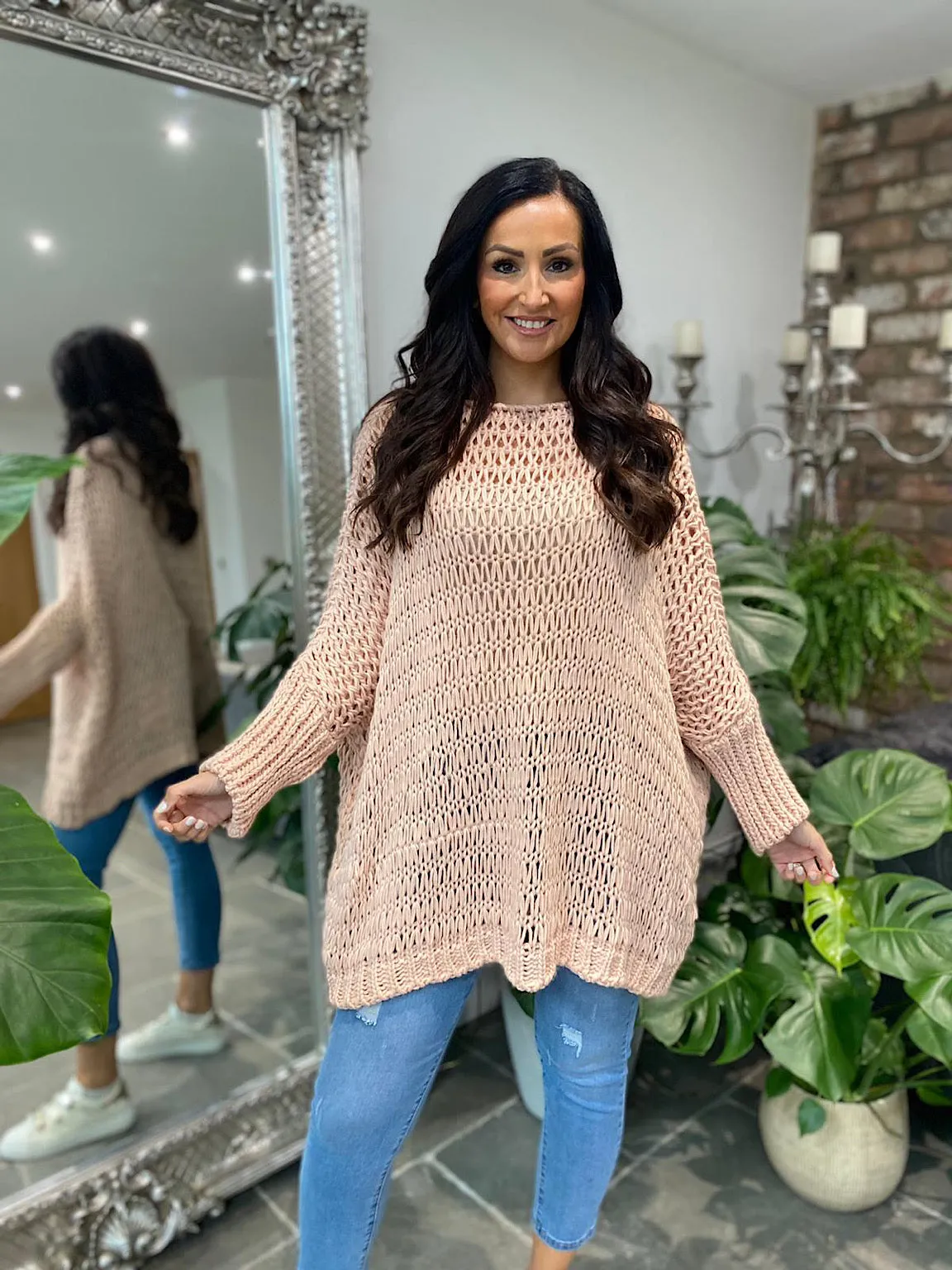 Pink Loose Weave Jumper Juliet