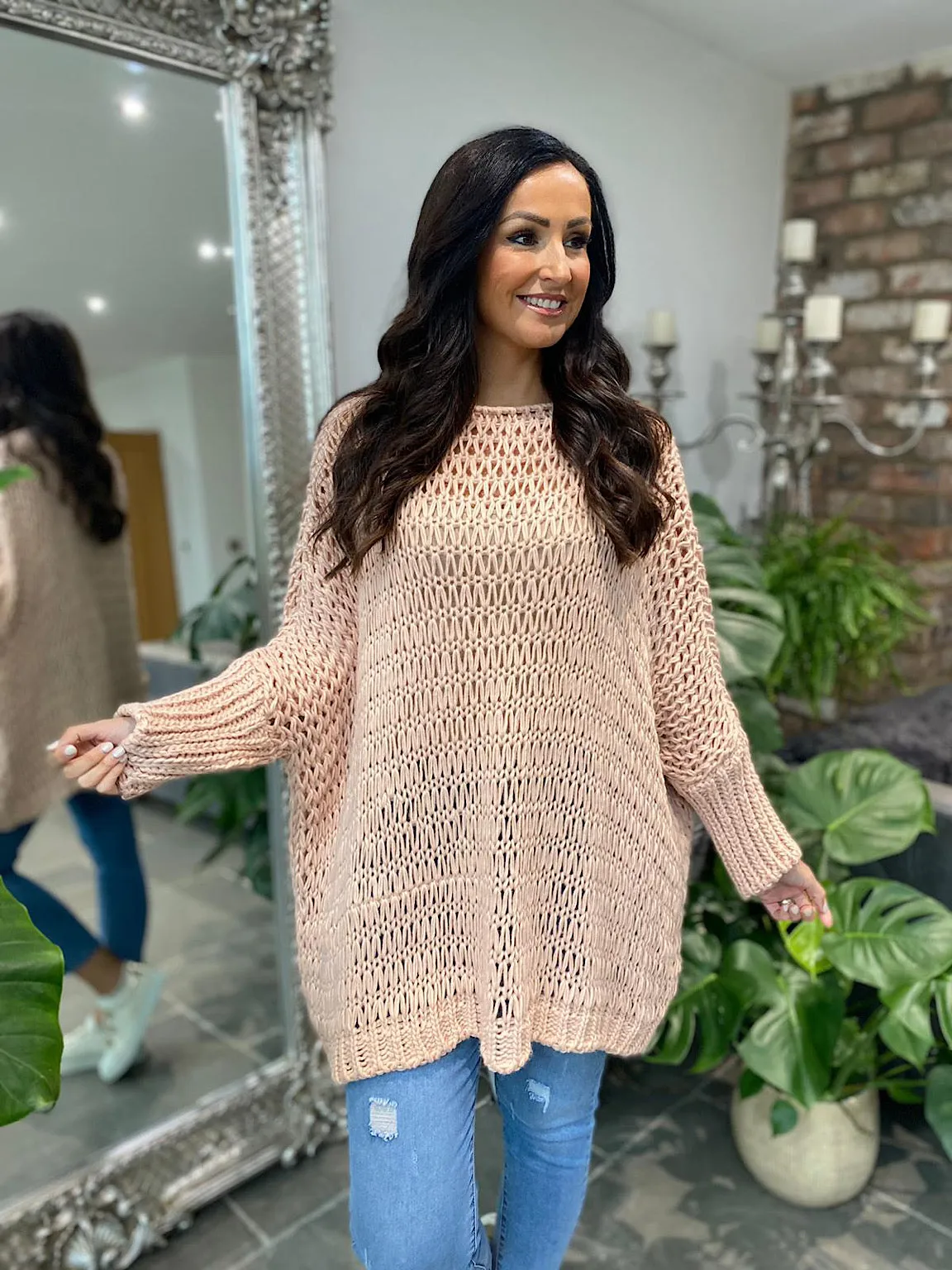 Pink Loose Weave Jumper Juliet