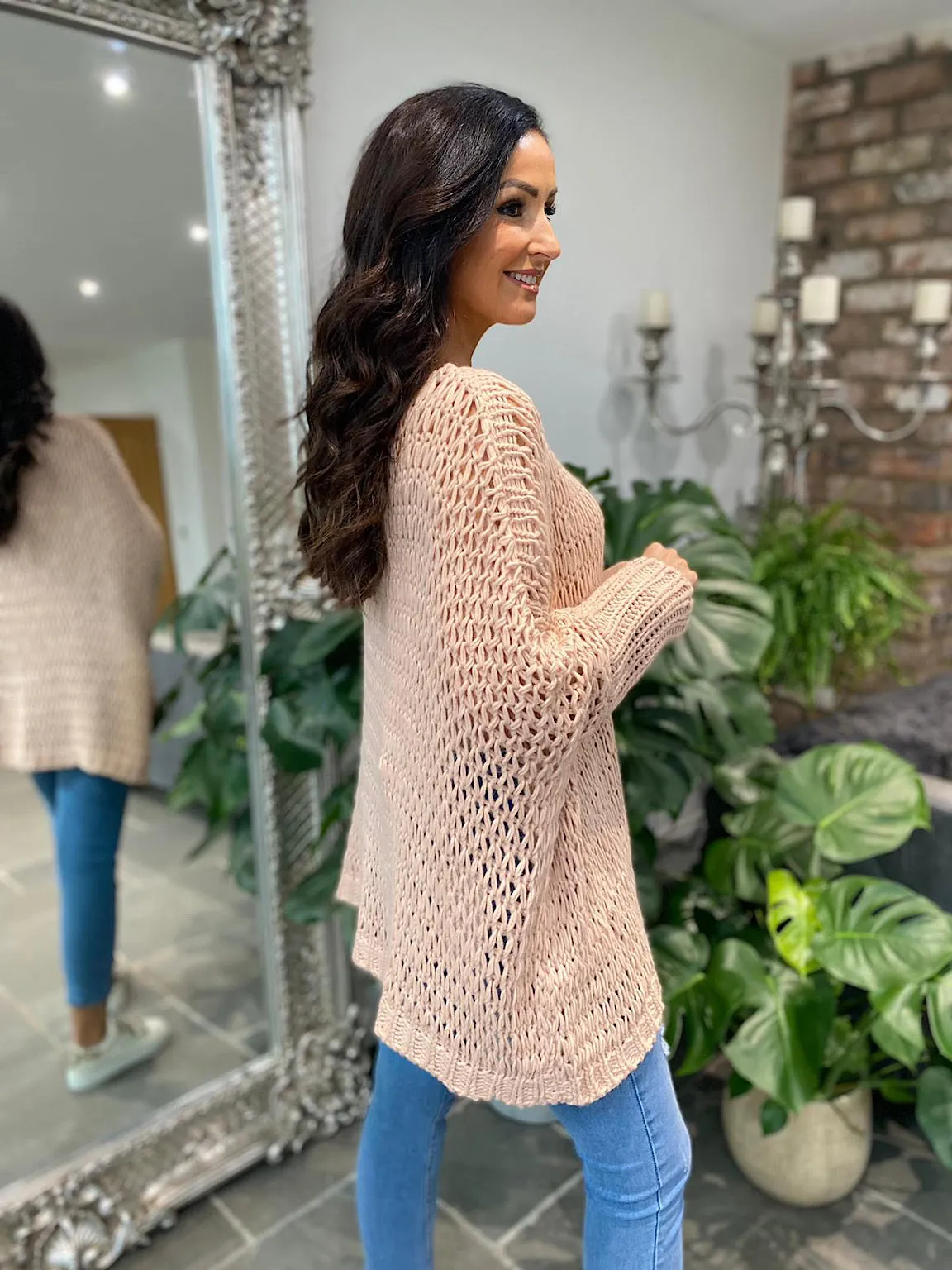 Pink Loose Weave Jumper Juliet