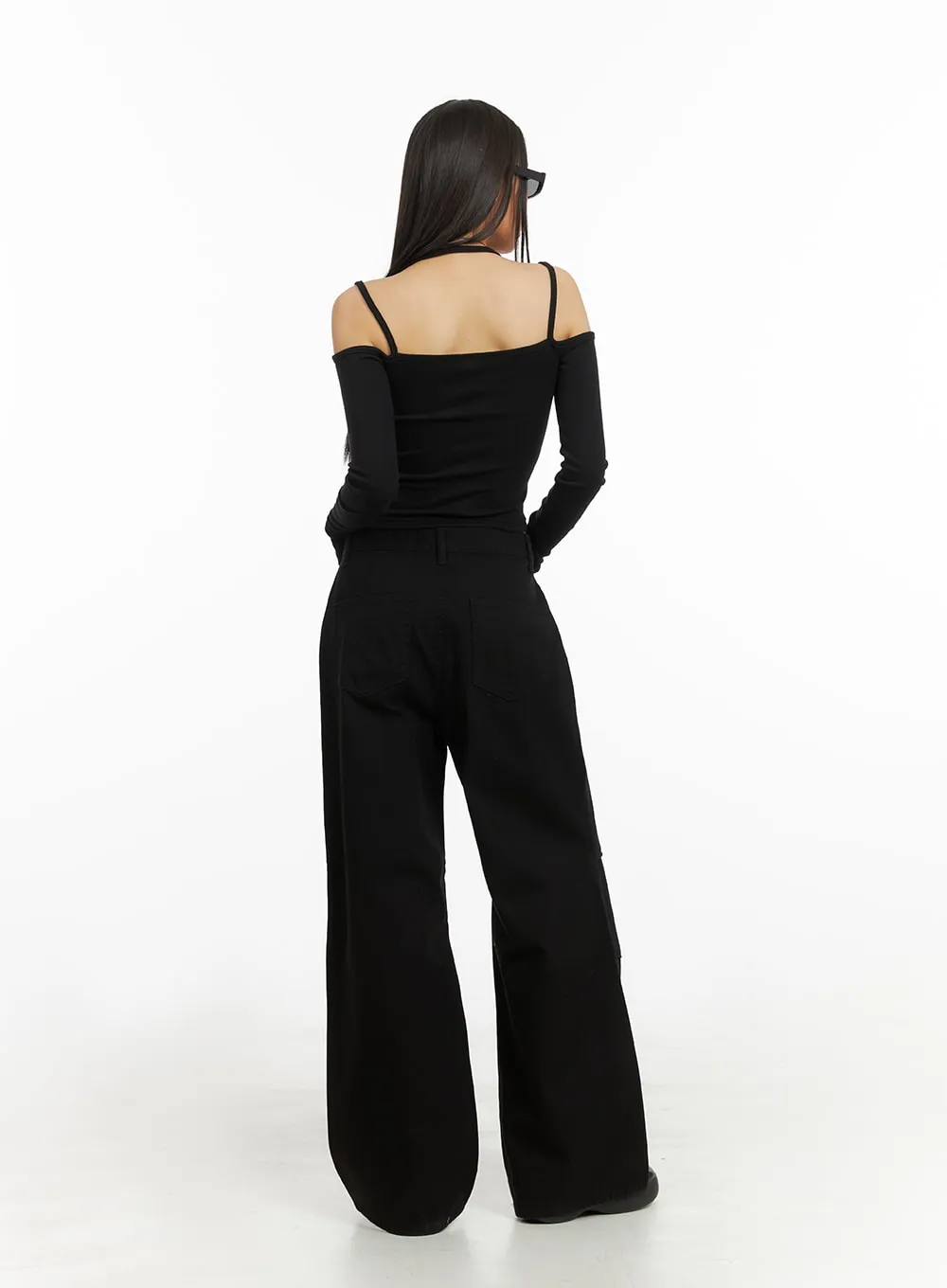 Pintuck Wide Leg Trousers IA417