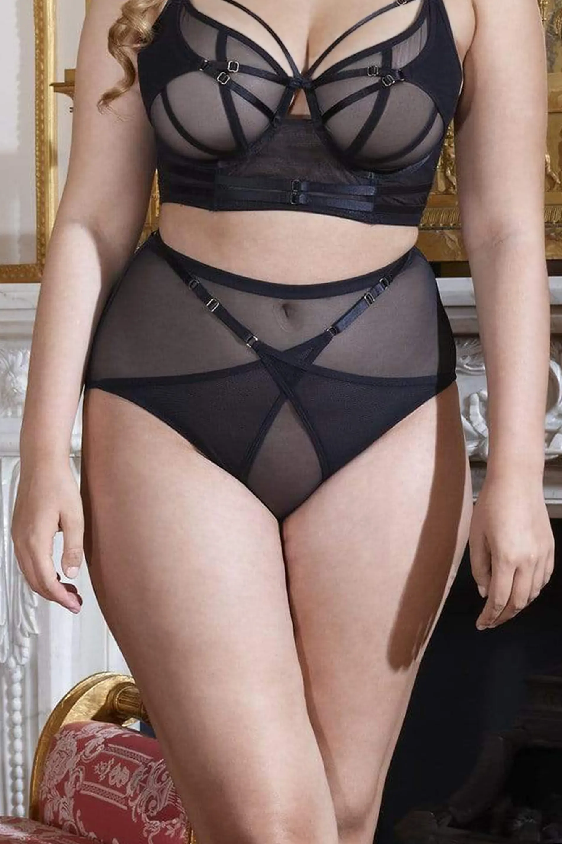 PLAYFUL PROMISES Eddie Black Crossover High Waisted Briefs