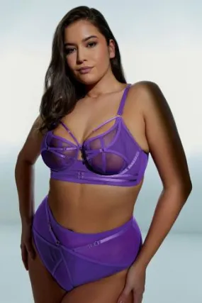 PLAYFUL PROMISES Eddie Purple Mesh Crossover Balcony Bra