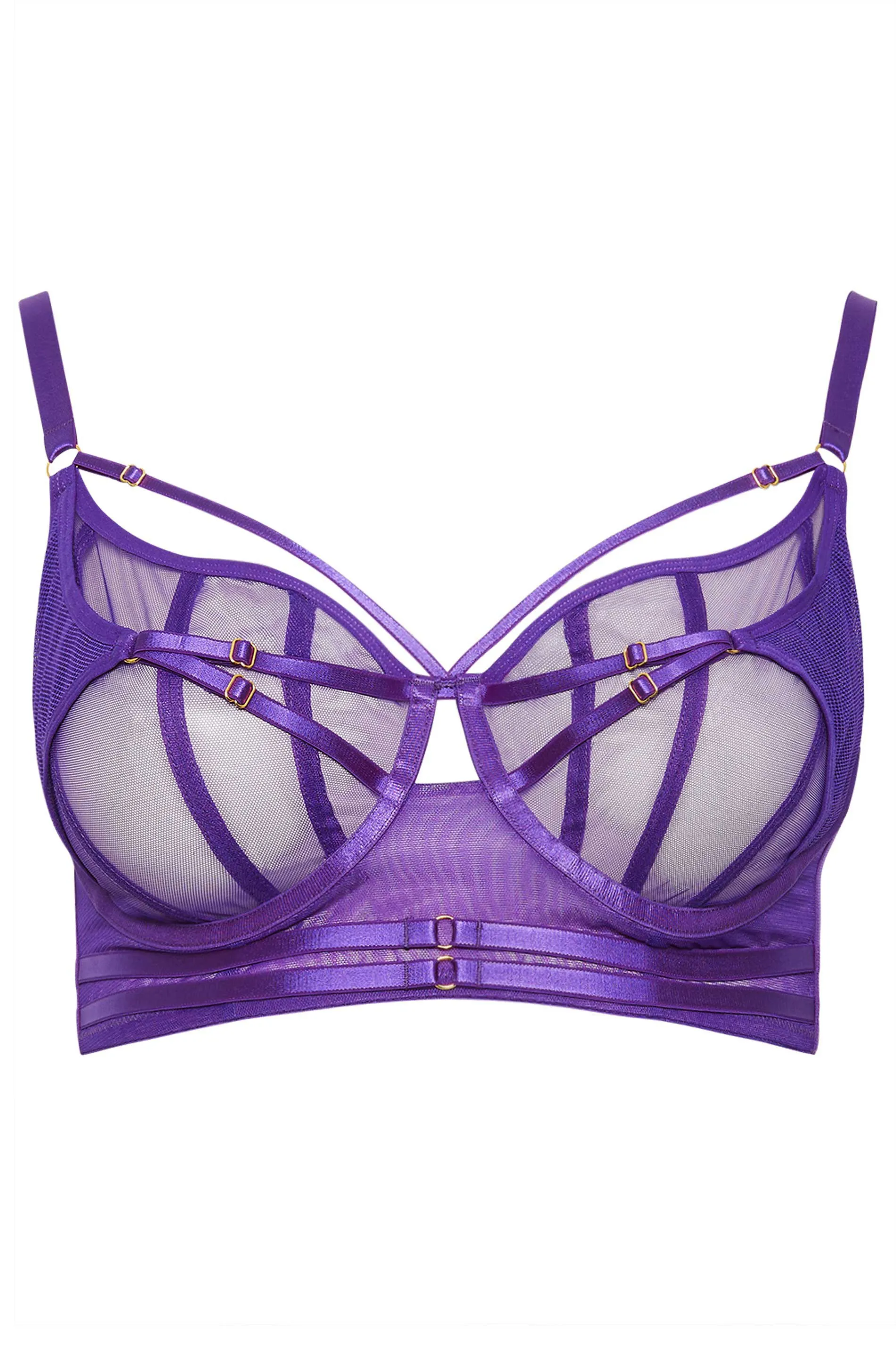 PLAYFUL PROMISES Eddie Purple Mesh Crossover Balcony Bra