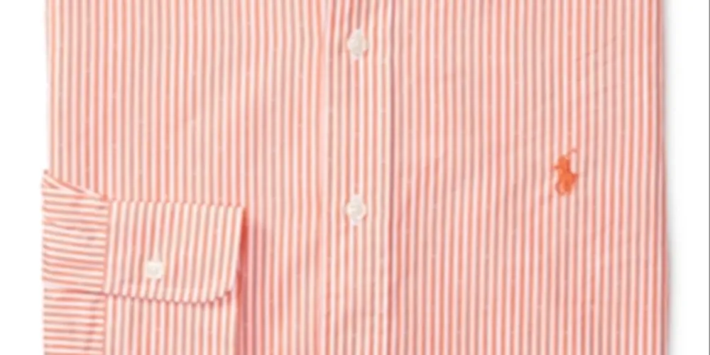 Polo Ralph Lauren Men's Relaxed Fit Cotton Dress Shirt Orange Size 15.5X34X35