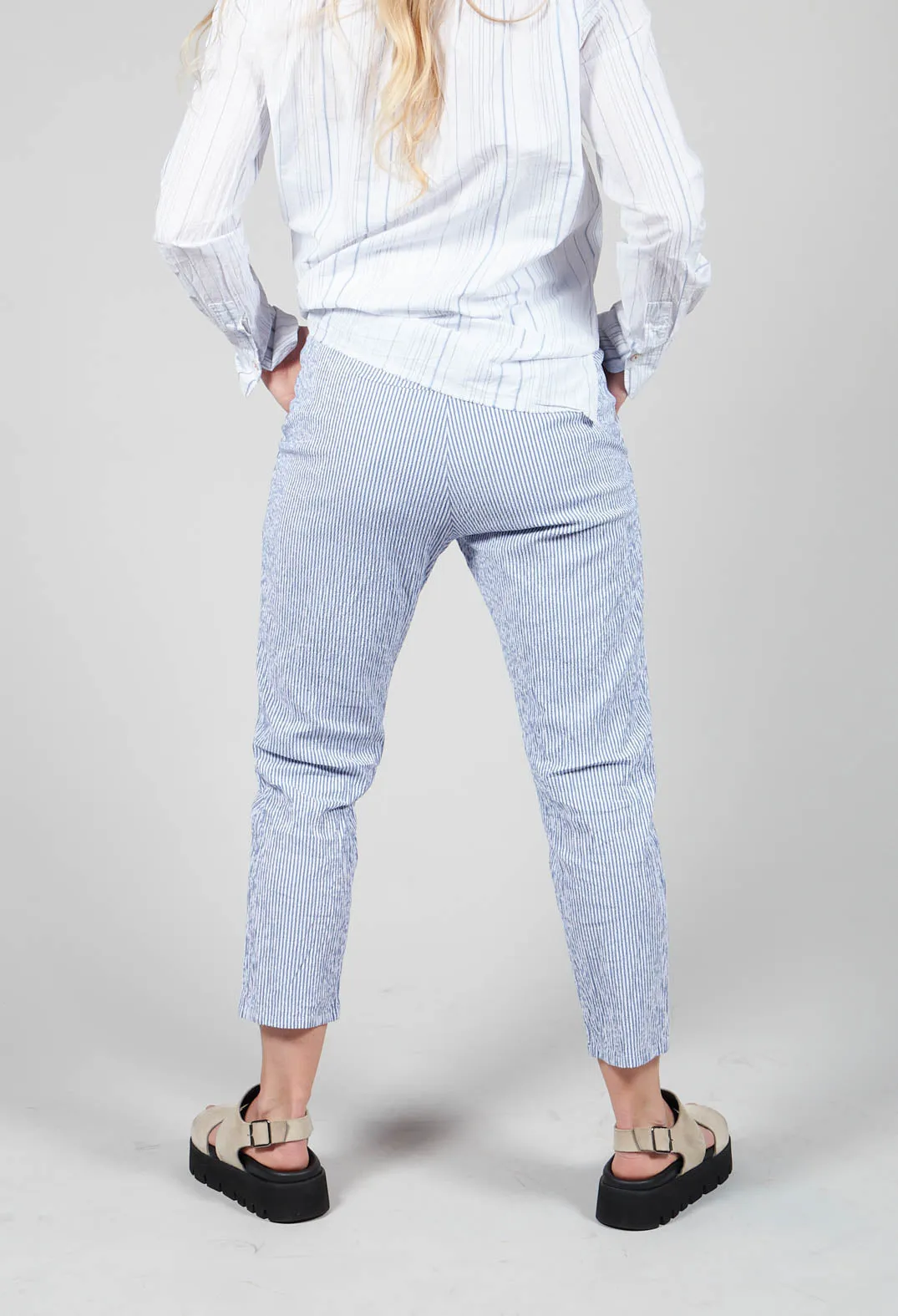 Poly Trousers in Blue Stripes