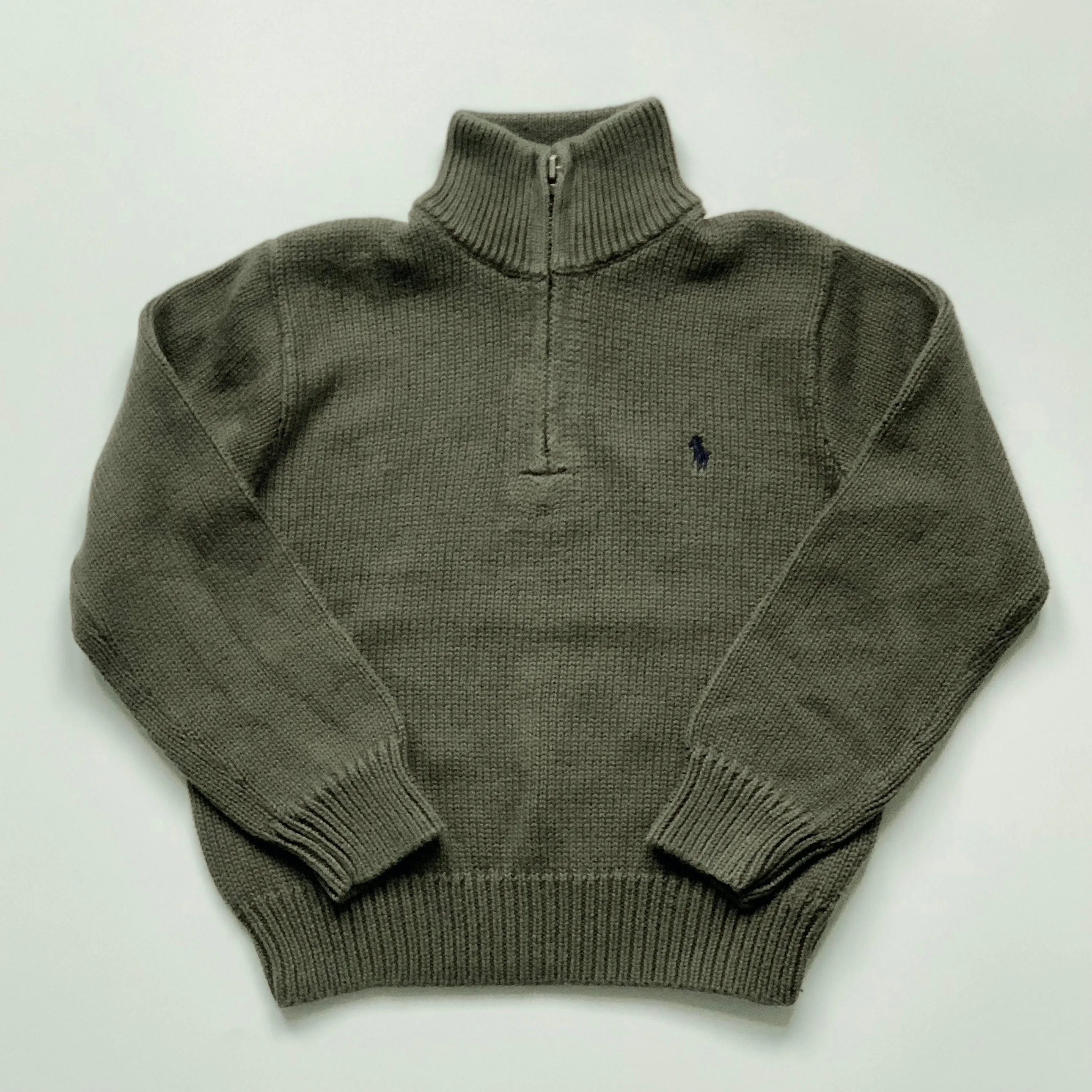 Ralph Lauren Olive Jumper With High Neck Zip: 6 Years