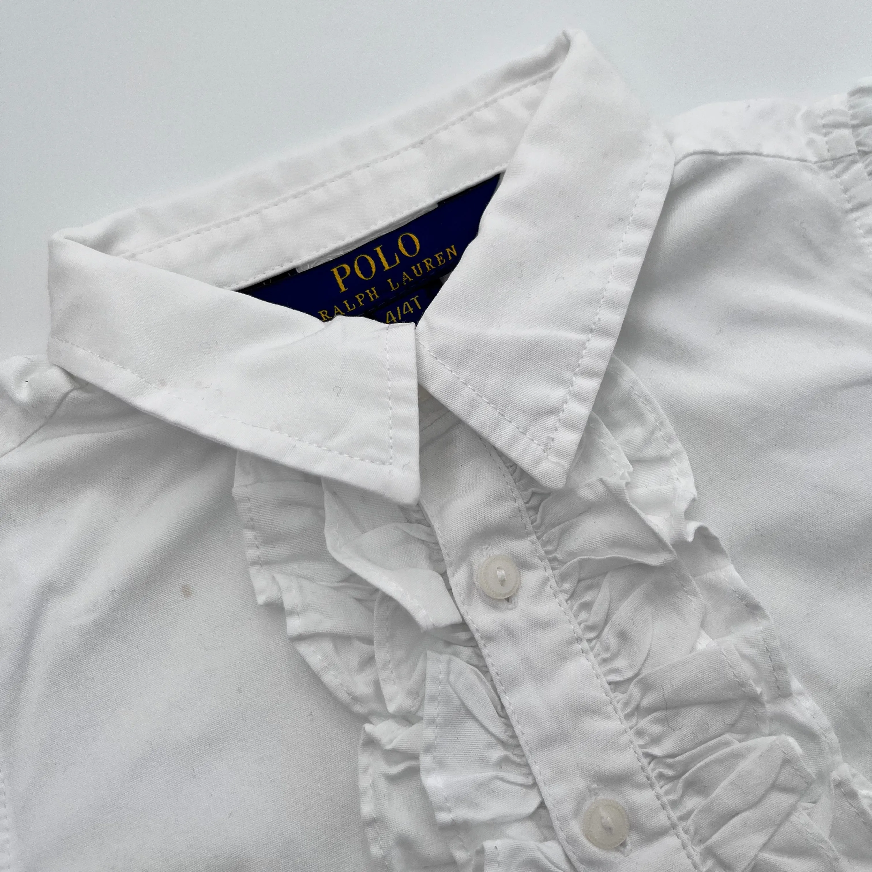 Ralph Lauren White Cotton Blouse With Frill: 4 Years & 5 Years