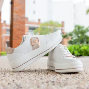 Remonte White & Rosé Wedge Sneaker