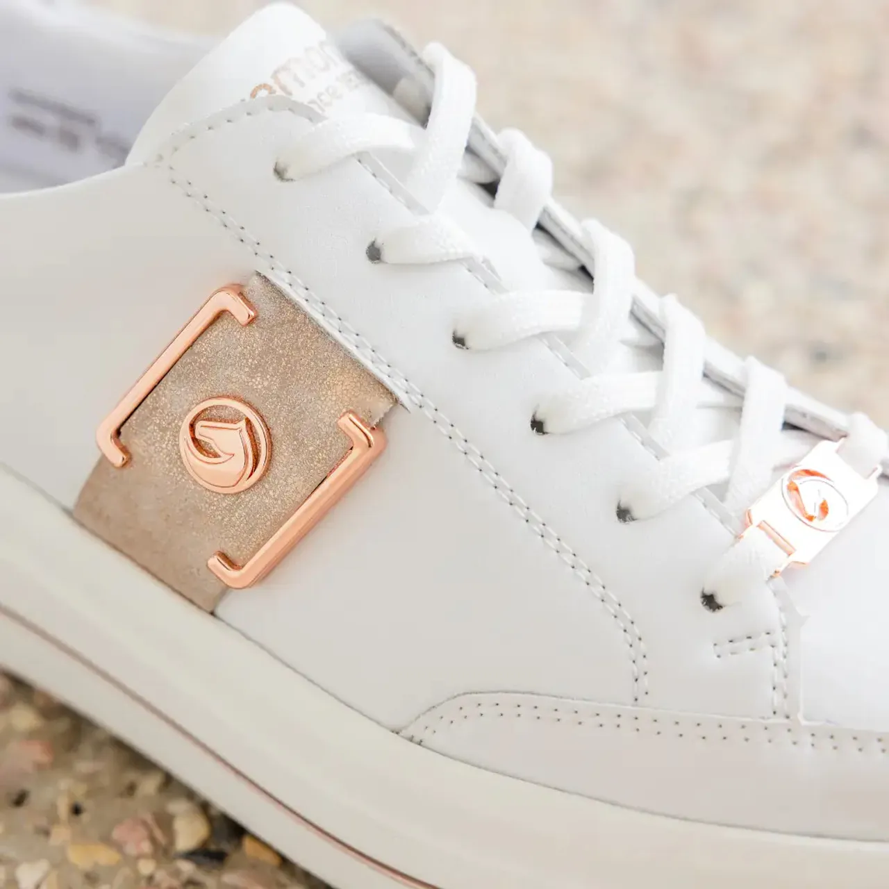 Remonte White & Rosé Wedge Sneaker