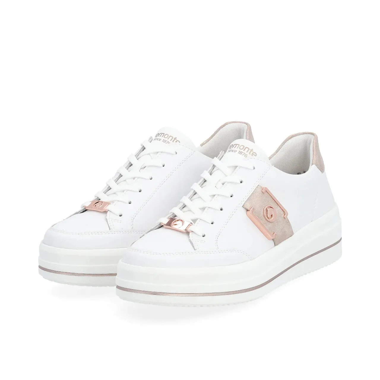 Remonte White & Rosé Wedge Sneaker