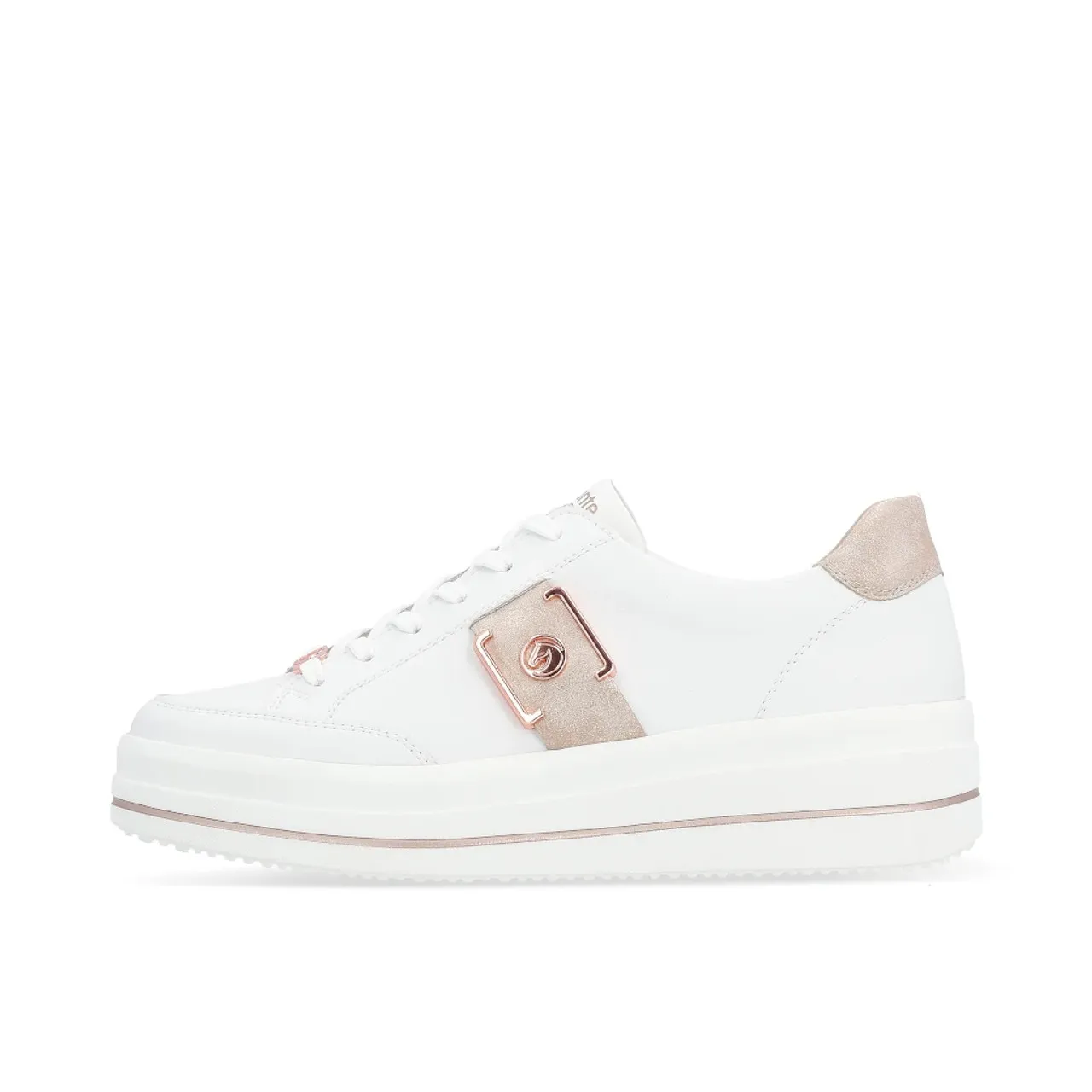 Remonte White & Rosé Wedge Sneaker